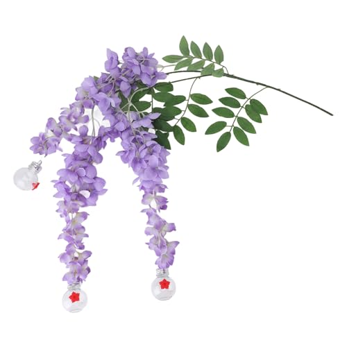 Wisteria Blume Vogelfutterleiter Realistischer Leckschutz Plastik Seidenblüten Kolibri Feeder für Deck Garten Vorderpandant Schlafzimmer (Lila) von plplaaoo