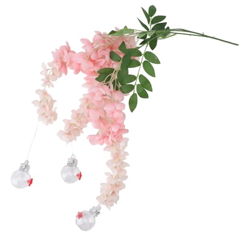 Wisteria Blume Vogelfutterleiter Realistischer Leckschutz Plastik Seidenblüten Kolibri Feeder für Deck Garten Vorderpandant Schlafzimmer (Rosa) von plplaaoo