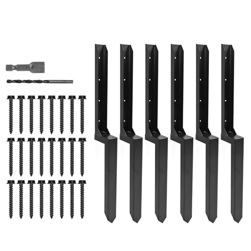 Zaunpfosten-Erdspieß-Set, robuster Stahlpfosten-Erdspieß zur Reparatur von geneigten, gebrochenen Holzzäunen (6Pack) von plplaaoo