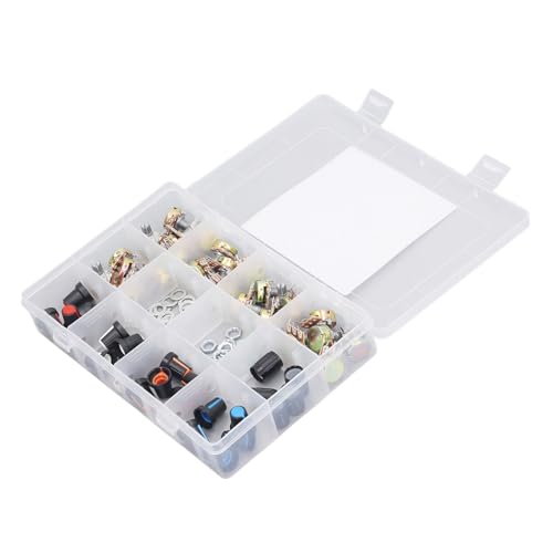 plplaaoo 75pcs Potentiometer Sortiment Kit B5K B10K B20K B50K B100K Linear Rotary Taper Ohm Potentiometer mit Knaufmutter -Waschmaschine von plplaaoo