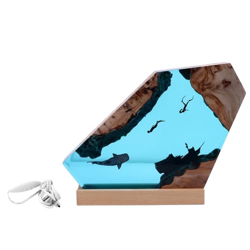 plplaaoo 8 Zoll Harz Nachtlicht ative LED -Nachtlampe Hand gemacht Unterwasser Aussehen Nachtlicht Ornament für Schlafsaal Bett von plplaaoo