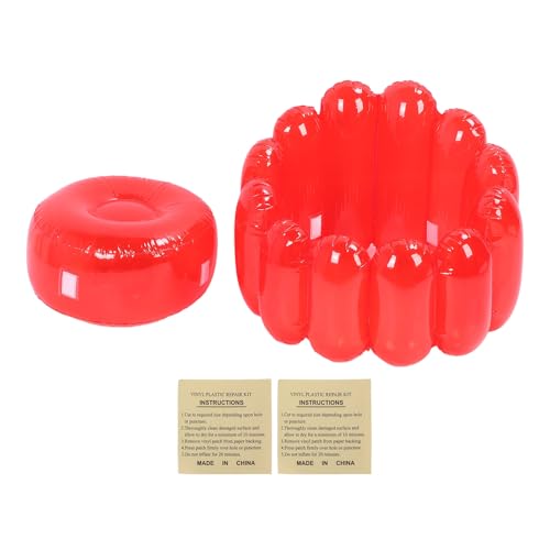 plplaaoo Aufblasbarer Sofa Stuhl tragbare Outdoor -Blow -up -Couchsitz transparente Süßigkeitenfarbe stilvoller langlebiger für Heim Wohnzimmer Schlafzimmer Pool Party PVC -Material (Rot) von plplaaoo