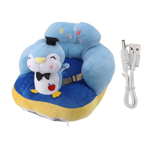 plplaaoo Babysofa Stuhl Plüsch Verstellbare Höhe Bluetooth ermöglicht es, Stützsitz mit Anti -Herbst -Design für Kleinkinder Mädchen weich bequem sicher, wasserdichte saubere niedliche (Blue Penguin) von plplaaoo