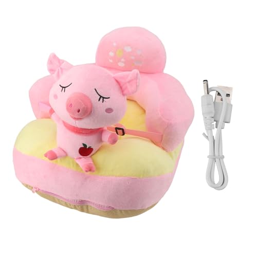 plplaaoo Babysofa Stuhl Plüsch niedliche Cartoon Tierverstellbarer Winkel -Stützsitz mit USB -Kabel für Kleinkinder Mädchen Innen im Freien im Freien (Rosenschwein) von plplaaoo