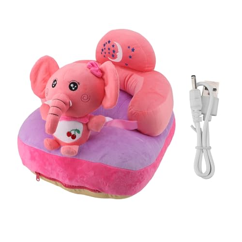 plplaaoo Babysofa Stuhl Plüsch niedliche Cartoon Tierverstellbarer Winkel -Stützsitz mit USB -Kabel für Kleinkinder Mädchen Innen im Freien im Freien (Waden -Elefant) von plplaaoo