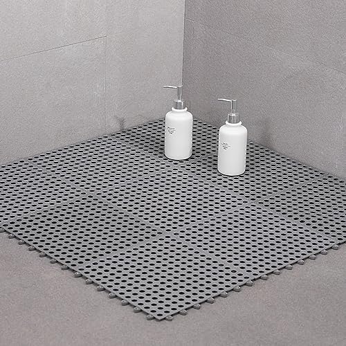 plplaaoo Badematte, rutschfeste Badezimmermatte, 30 X 30 cm, Rutschfester Badteppich, Verhindert EIN Verrutschen, Gespleißte Innenbadematte Für Badezimmer, Küchen, Innenhof, Badezimmermatte(grau) von plplaaoo