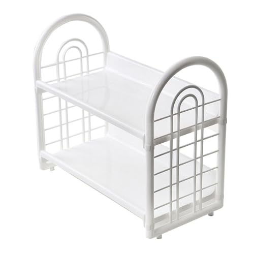 plplaaoo Desktop -Speicher Rack 2 Layer Minimalist Moderner Tabletop -Regal -Organizer für Schlafsaal Büro Stabiler Kunststoff -Schreibtisch Organizer von plplaaoo