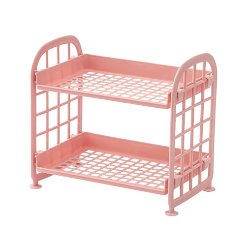plplaaoo Desktop Storage Rack 2 Tier Counter Organizer Regal für Kosmetikschmuck kleine Zubehör Badezimmer Schlafzimmer Büro Stabiler Kunststoff 21.5 x 14 x 20,5 cm von plplaaoo