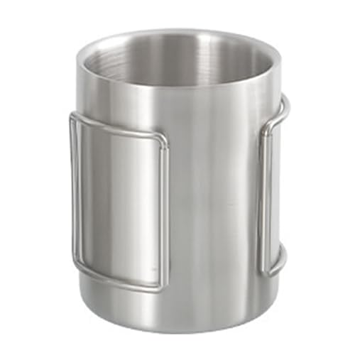 plplaaoo Edelstahl Camping Cup Langable isolierter Wasserbecher Tee Kaffeetasse mit faltbaren Griffen für Wanderrucksack im Freien 200 ml 300 ml 400 ml (200 ml) von plplaaoo