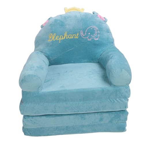 plplaaoo Faltbare Kinder Sofa Stuhl 2 in 1 Flip Open Couch Sleeper Bett für Kinder Spielzimmer Schlafzimmer Bequeme Schwamm Stoff Elefant Stickmuster (Falten in Vierteln) von plplaaoo