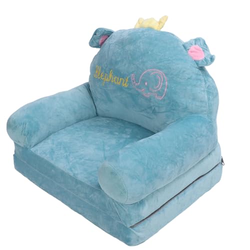 plplaaoo Faltbare Kinder Sofa Stuhl 2 in 1 Flip Open Couch Sleeper Bett für Kinder Spielzimmer Schlafzimmer Bequeme Schwamm Stoff Elefant Stickmuster (Falten in Zwei Hälften) von plplaaoo