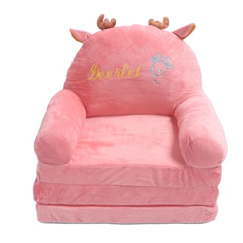 plplaaoo Faltbares Sofa niedliche Cartoonform Bequeme multifunktionale Kinder Couch Falten Sie nach Hause Kindergarten Stoff Schwammmaterial aus (Falten in Dritteln) von plplaaoo