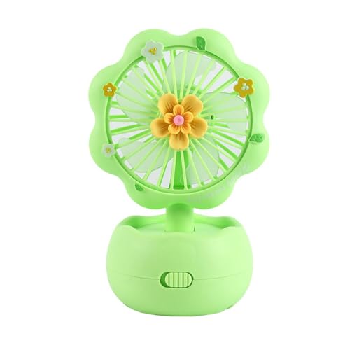 plplaaoo Handheld Mini Fan Kids USB wiederaufladbare kleine tragbare stille Kühlung Desktop -Lüfter für Kinder Reisen Büro Kunststoff Leicht kompakt (Grüne Blütenform) von plplaaoo