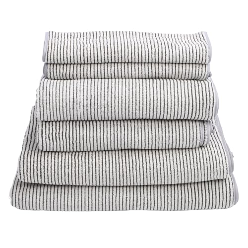 plplaaoo Handtuch Set Badetücher Strandtücher Absorption Handtücher Weiches Koralle Fleece Baumwollgrau Streifen mehr Größe 6 -Stück Set für Badezimmer Strand plplaaoo Handtuch Set Badetücher Strandtücher Absorption Handtücher Weiches Koralle Fleece Baumwollgrau Streifen mehr Größe 6 -Stück Set für Badezimmer Strand von plplaaoo