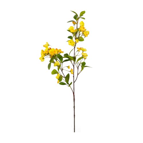 plplaaoo Hydrangea Simulation Blume künstliche Hydrangea Blütendekoration langlebige Kunsthortensee Blume für Home Office Seidengewebe 80 cm 18 Blumenköpfe (Gelb) von plplaaoo
