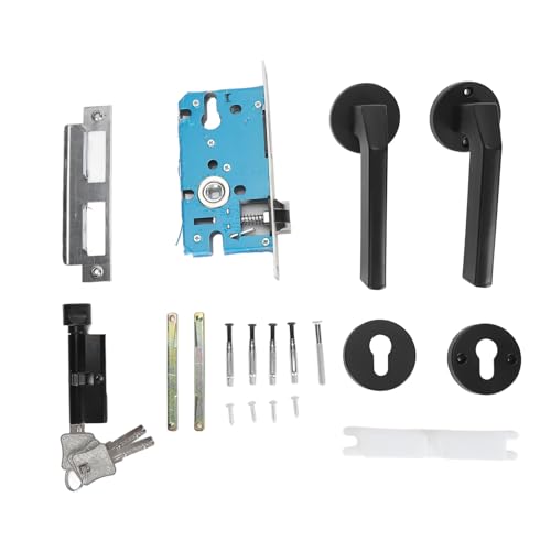 plplaaoo Innentürgriff stiller Split -Struktur Stilvoller Metallpassentürgriff für Schlafzimmer Schwarzes haltbarer Aluminiumlegierung Edelstahl Easy Installation von plplaaoo