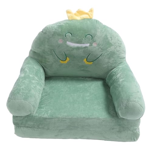 plplaaoo Kids Sofa Kleinkindstuhl Mini Couch Cartoon Grüne Dinosaurier Falten breiter Griff weich atmungsaktiv zum Lesen entspannter Schlafstoffe Schwamm (Falten in Zwei Hälften) von plplaaoo