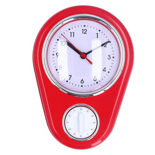 plplaaoo Küchentimer Wanduhr 9 Zoll Stille Betrieb Multifunktion präzise Zeit Quarzuhr für Heimküche Großes Display einfach zu verwenden stilvolles Design ABS -Material (Rot) von plplaaoo