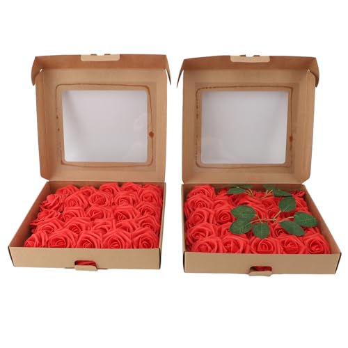 plplaaoo Künstliche Rosen lebensee Ative PE -Schaum -Simulation Blüten Biegbare Stiele für DIY -Blumenstärke Arrangements Home Office Decor 50pcs (Leuchtend rot) von plplaaoo
