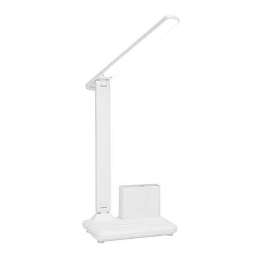 plplaaoo LED Touch Desk Lampe Dimmbare 3 Farbtemperatur Faltbare Augenpflege -Tischleuchte mit Stifthalter und Telefonständer zum Lesen des Studiums (Version einlegen) von plplaaoo