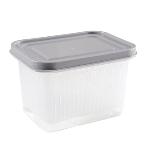 plplaaoo Lebensmittelbehälter mit Abflussbox und Deckel PP Kunststoff Kühlschrank Aufbewahrungsparnis für Zwiebelginger -Knoblauch von plplaaoo