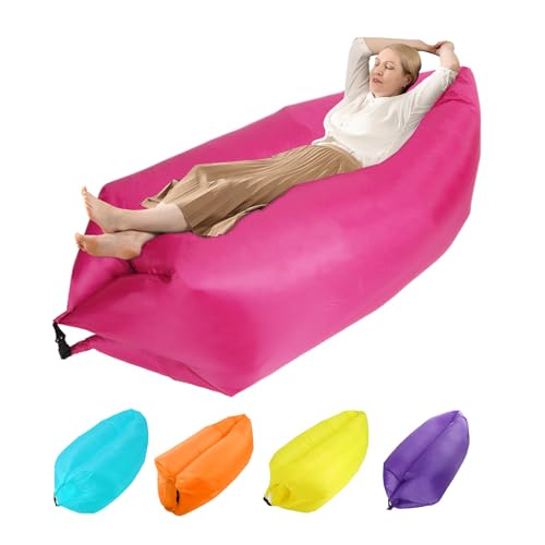 plplaaoo Camping Couch,Couch Aufblasbar,Wasserdichtes Aufblasbares Sofa,Tragbares Luft Sofa Aufblasbare,Air Lounger,Luftsofa Luftsack für Outdoor,Strand,Reisen,Party,Camping Gadgets (Rosenrot) von plplaaoo