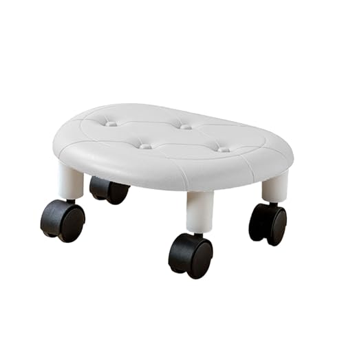 plplaaoo Niedriger Rollhocker Universalräder bewegliche PU -Oberfläche Plastikstruktur Stuhl für Wohnzimmer Babyzimmer Öko -freundliches kompaktes Design (Weiß) von plplaaoo