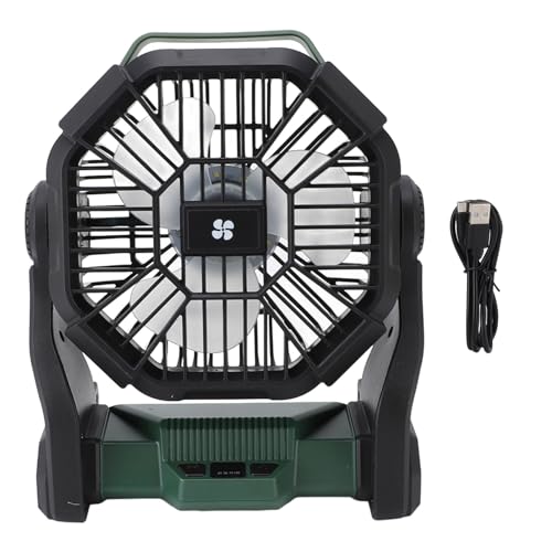 plplaaoo Outdoor Camping -Lüfter USB wiederaufladbar tragbarer Zeltventilator mit LED -Laterne professionelle kühlung für Camping -Wandermaterial 10400mAh Batterie (Dunkelgrün) von plplaaoo