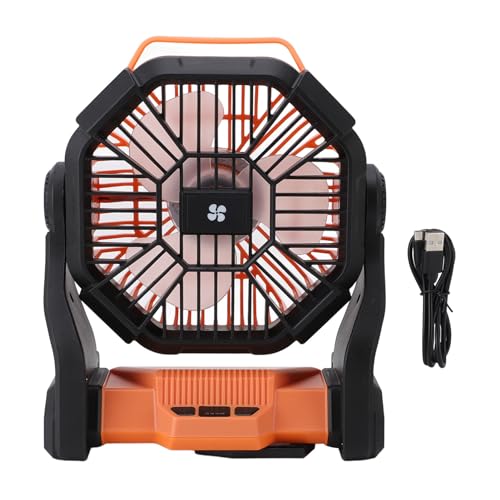 plplaaoo Outdoor Camping -Lüfter USB wiederaufladbar tragbarer Zeltventilator mit LED -Laterne professionelle kühlung für Camping -Wandermaterial 10400mAh Batterie (Orange) von plplaaoo