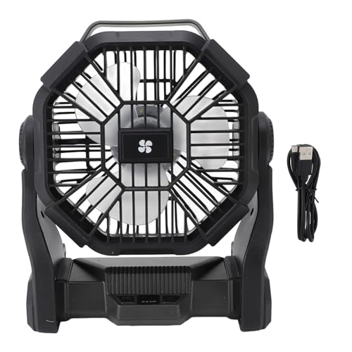 plplaaoo Outdoor Camping -Lüfter USB wiederaufladbar tragbarer Zeltventilator mit LED -Laterne professionelle kühlung für Camping -Wandermaterial 10400mAh Batterie (Schwarz) von plplaaoo