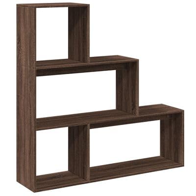 plplaaoo Raumteiler-Bücherregal 3 Stufen Braun Eichen-Optik 123x29x123cm von plplaaoo