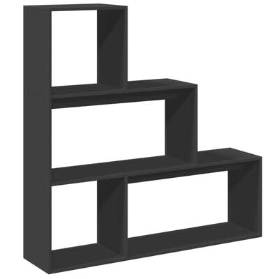 plplaaoo Raumteiler-Bücherregal 3 Stufen Schwarz 123x29x123 cm von plplaaoo