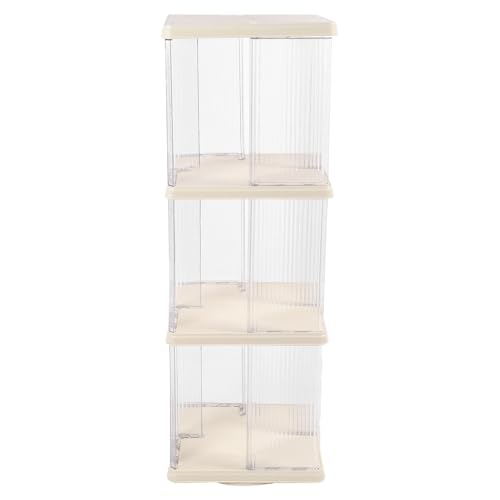plplaaoo Rotierendes Bücherregal 360 Grad klarer, räumlich sparender Boden Steh Bücherregal Organizer für Wohnzimmer Schlafzimmer Creme weiße Bauchmuskeln Haustier (Square 3 -Stufe) von plplaaoo