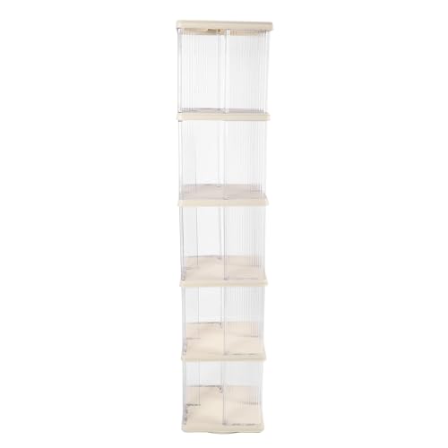 plplaaoo Rotierendes Bücherregal 360 Grad klarer, räumlich sparender Boden Steh Bücherregal Organizer für Wohnzimmer Schlafzimmer Creme weiße Bauchmuskeln Haustier (Square 5 -Tier) von plplaaoo