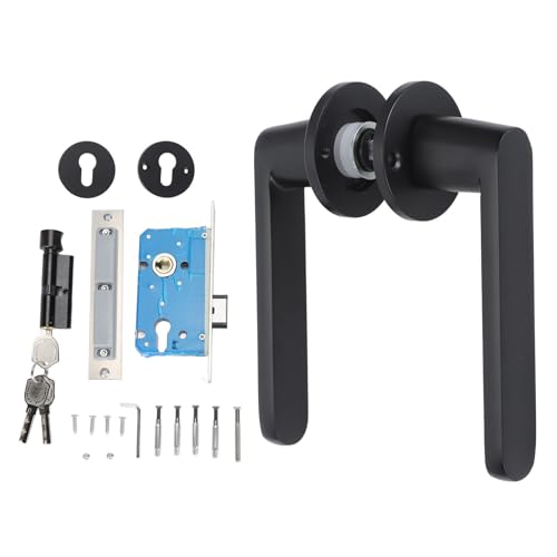 plplaaoo Silent Türgriff Lock Set Haltbares Kupfer kern Sicherheits schloss Einfache Installation für Schlafzimmer Holztüren Schwarz Aluminium Eisen Konstruktion von plplaaoo