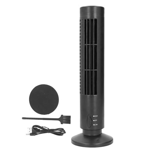 plplaaoo Tower Lüfter Blatteless USB Ruhige tragbare zwei Geschwindigkeiten Verstellbarer Energiesparsparsparlüfter für Heim am Wohnheimsaal ABS -Material 10.5x33cm 392g (Schwarz) von plplaaoo