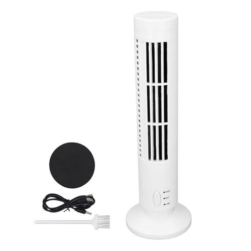 plplaaoo Tower Lüfter Blatteless USB Ruhige tragbare zwei Geschwindigkeiten Verstellbarer Energiesparsparsparlüfter für Heim am Wohnheimsaal ABS -Material 10.5x33cm 392g (Weiß) von plplaaoo