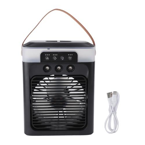 plplaaoo Tragbarer Misting -Lüfter mit 400 ml Wassertank USB Desktop ätherisches Öl Aromatherapie Luftkühlventilator für Büroschlafzimmer Home ABS 22x17cm (Schwarz) von plplaaoo
