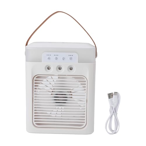plplaaoo Tragbarer Misting -Lüfter mit 400 ml Wassertank USB Desktop ätherisches Öl Aromatherapie Luftkühlventilator für Büroschlafzimmer Home ABS 22x17cm (Weiß) von plplaaoo