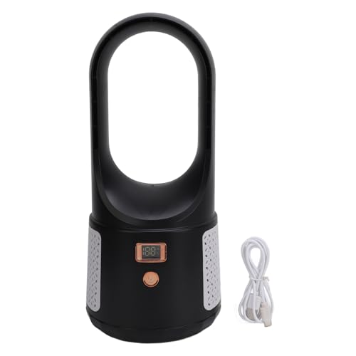 plplaaoo USB -Desk Lüfter Blatteless tragbarer Kühllüfter 6 Geschwindigkeiten Einstellbarer ruhiger leistungsstarker Luftstrom energieeffizient für Home Office Schlafzimmer ABS Metall (Schwarz) von plplaaoo