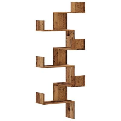 plplaaoo Wand-Eckregal Altholz-Optik 45x45x147 cm Holzwerkstoff von plplaaoo