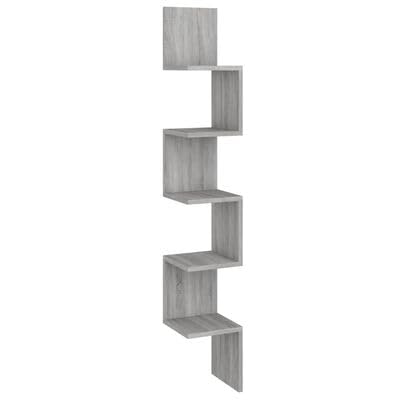 plplaaoo Wand-Eckregal Grau Sonoma 20x20x127,5 cm Holzwerkstoff von plplaaoo