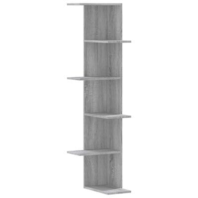 plplaaoo Wand-Eckregal Grau Sonoma 36,5x36,5x140 cm Holzwerkstoff von plplaaoo