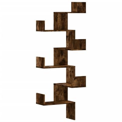 plplaaoo Wand-Eckregal Räuchereiche 45x45x147 cm Holzwerkstoff von plplaaoo