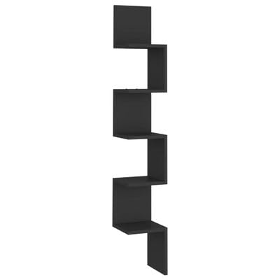 plplaaoo Wand-Eckregal Schwarz 20x20x127,5 cm Holzwerkstoff von plplaaoo
