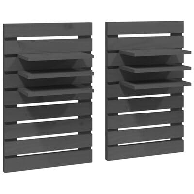 plplaaoo Wand-Nachttische 2 STK. Grau Massivholz Kiefer von plplaaoo