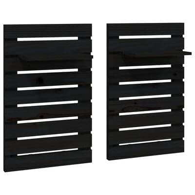 plplaaoo Wand-Nachttische 2 STK. Schwarz Massivholz Kiefer von plplaaoo