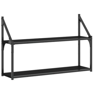 plplaaoo Wandregal 2 Fächer Schwarz 80x21x51 cm Holzwerkstoff plplaaoo Wandregal 2 Fächer Schwarz 80x21x51 cm Holzwerkstoff von plplaaoo