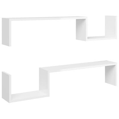 plplaaoo Wandregale 2 STK. Hochglanz-Weiß 100x15x20 cm Holzwerkstoff von plplaaoo