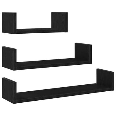 plplaaoo Wandregale 3 STK. Schwarz Eichen-Optik Holzwerkstoff plplaaoo Wandregale 3 STK. Schwarz Eichen-Optik Holzwerkstoff von plplaaoo